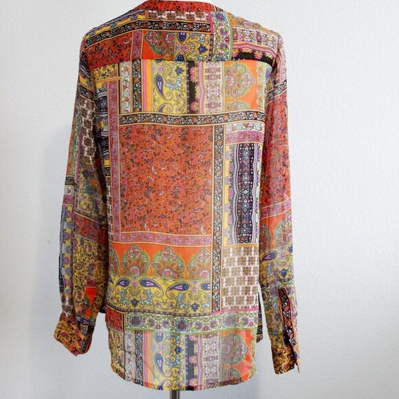 Liz Claiborne BOHO Tribal Long  Sleeve Lightweight Blouse Size Small - Picture 4 of 6
